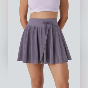 HALARA High Waisted Drawstring Contrast Mesh Casual Skirt